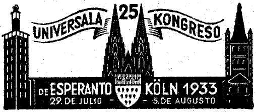 Klischee (Logo) des 25. UK (Universala Kongreso de Esperanto) Köln 1933